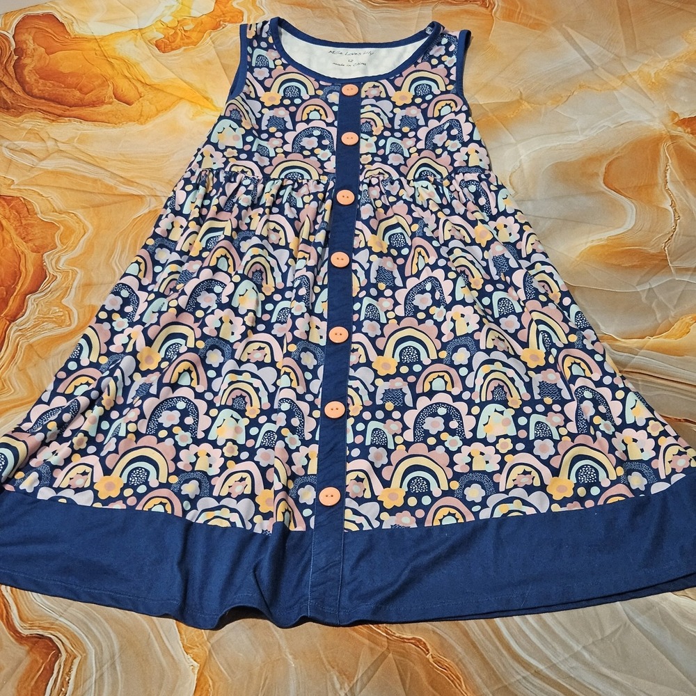 Millie Loves Lily Navy Rainbow Dress Girls Size 12 NWOT